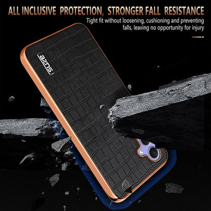 For Samsung Galaxy A34 AZNS Electroplated Frame Crocodile Texture Full Coverage Phone Case(Black)