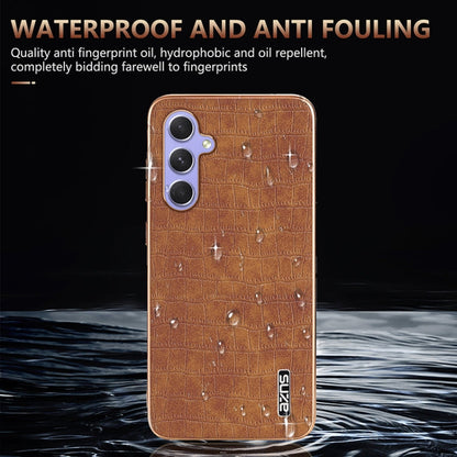 For Samsung Galaxy A34 AZNS Electroplated Frame Crocodile Texture Full Coverage Phone Case(Black)