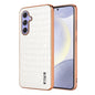 For Samsung Galaxy A34 AZNS Electroplated Frame Crocodile Texture Full Coverage Phone Case(White)