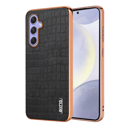 For Samsung Galaxy A54 AZNS Electroplated Frame Crocodile Texture Full Coverage Phone Case(Black)