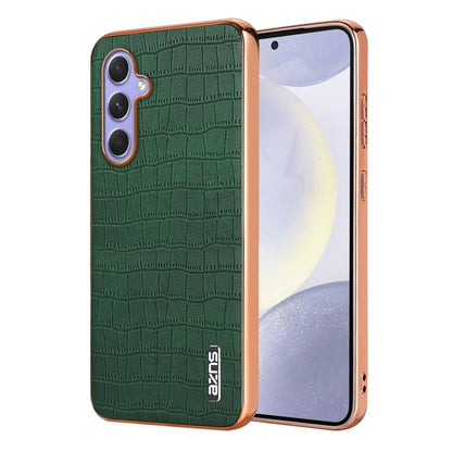 For Samsung Galaxy A54 AZNS Electroplated Frame Crocodile Texture Full Coverage Phone Case(Green)