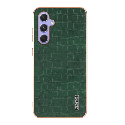 For Samsung Galaxy A54 AZNS Electroplated Frame Crocodile Texture Full Coverage Phone Case(Green)