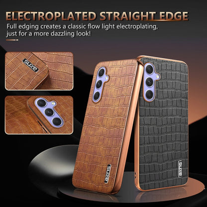 For Samsung Galaxy A54 AZNS Electroplated Frame Crocodile Texture Full Coverage Phone Case(Green)