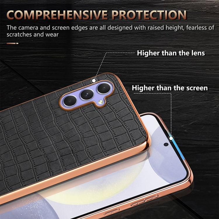 For Samsung Galaxy A54 AZNS Electroplated Frame Crocodile Texture Full Coverage Phone Case(Green)