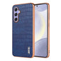 For Samsung Galaxy A35 AZNS Electroplated Frame Crocodile Texture Full Coverage Phone Case(Blue)