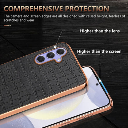 For Samsung Galaxy A35 AZNS Electroplated Frame Crocodile Texture Full Coverage Phone Case(Blue)