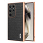 For Samsung Galaxy S23 Ultra 5G AZNS Electroplated Frame Crocodile Texture Full Coverage Phone Case(Black)