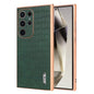 For Samsung Galaxy S23 Ultra 5G AZNS Electroplated Frame Crocodile Texture Full Coverage Phone Case(Green)