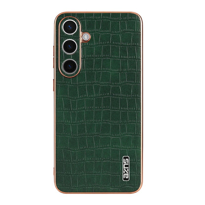 For Samsung Galaxy S24+ 5G AZNS Electroplated Frame Crocodile Texture Full Coverage Phone Case(Green)