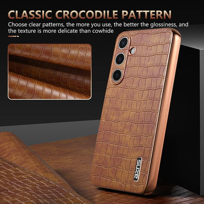 For Samsung Galaxy S24+ 5G AZNS Electroplated Frame Crocodile Texture Full Coverage Phone Case(Blue)