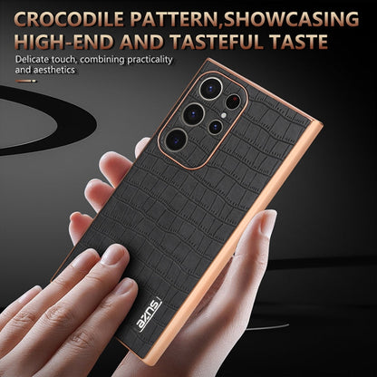 For Samsung Galaxy S24 Ultra 5G AZNS Electroplated Frame Crocodile Texture Full Coverage Phone Case(Blue)