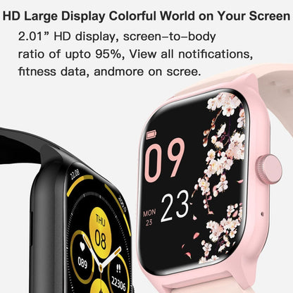 LEMFO LT10 2.01 inch TFT Screen Smart Watch Supports Bluetooth Call / Health Monitoring, Silicone Strap(Pink)