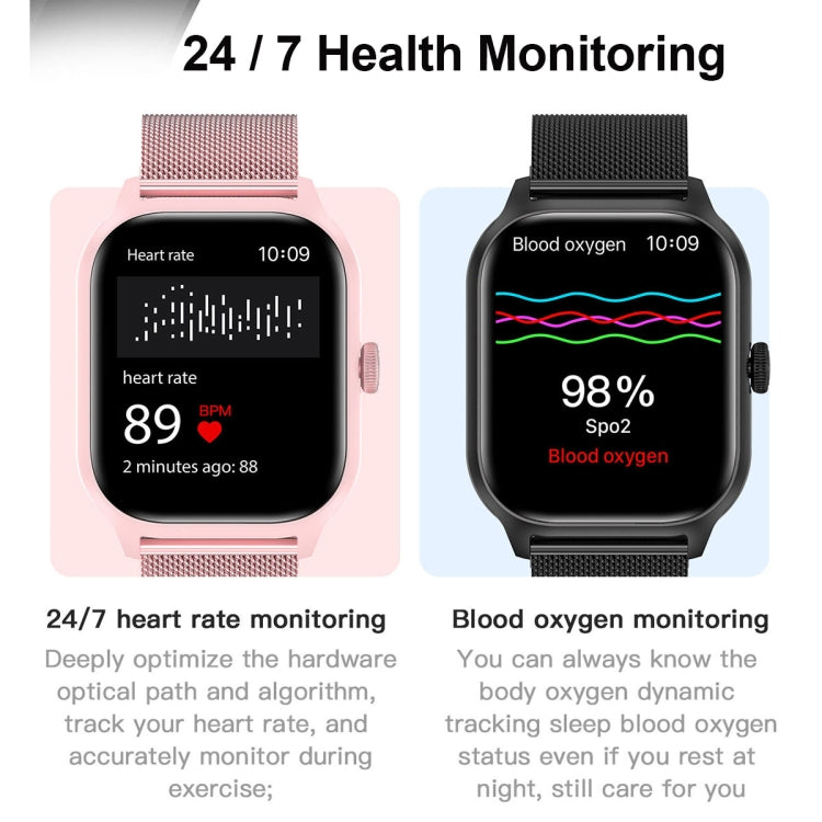 LEMFO LT10 2.01 inch TFT Screen Smart Watch Supports Bluetooth Call / Health Monitoring, Steel Strap(Black)