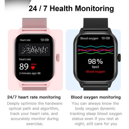 LEMFO LT10 2.01 inch TFT Screen Smart Watch Supports Bluetooth Call / Health Monitoring, Steel Strap(Black)
