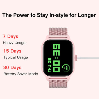 LEMFO LT10 2.01 inch TFT Screen Smart Watch Supports Bluetooth Call / Health Monitoring, Silicone Strap(Pink)