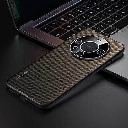 Pour Huawei Mate 60 SULADA 600D Coque de téléphone antichoc en PC à texture Kevlar (marron)