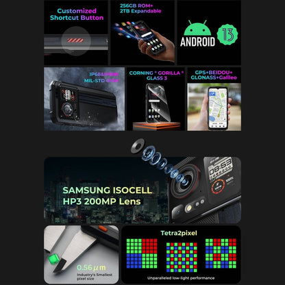 [HK Warehouse] HOTWAV Cyber 15, 12GB+256GB, IP68/IP69K Rugged Phone, 6280mAh, 6.6 inch Android 13 MediaTek MT6789 Helio G99 Octa Core, Network: 4G, NFC, OTG(Knight Black)