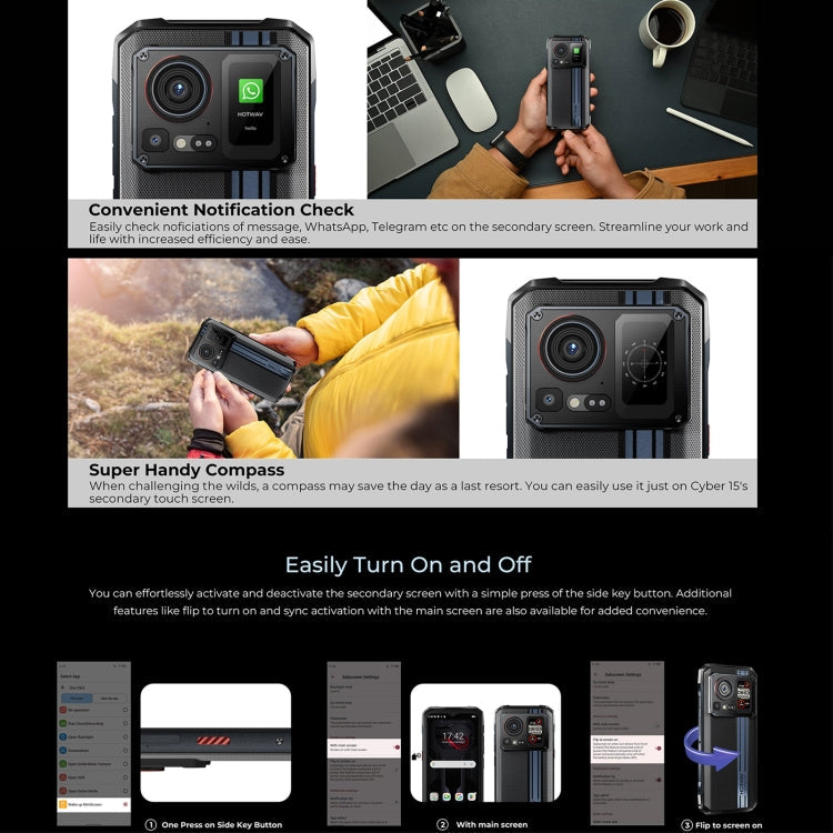 [HK Warehouse] HOTWAV Cyber 15, 12GB+256GB, IP68/IP69K Rugged Phone, 6280mAh, 6.6 inch Android 13 MediaTek MT6789 Helio G99 Octa Core, Network: 4G, NFC, OTG(Knight Black)
