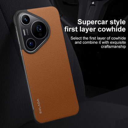 For Huawei Pura 70 Pro / 70 Pro+ SULADA Frameless Top Layer Cowhide Leather + PC Phone Case(Black)
