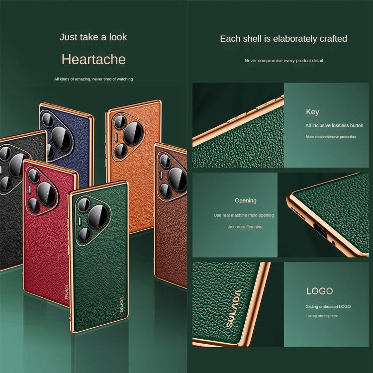 For Huawei Pura 70 SULADA TPU + Litchi Texture Leather Phone Case(Black)