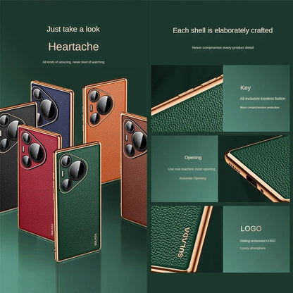 For Huawei Pura 70 Pro SULADA TPU + Litchi Texture Leather Phone Case(Green)