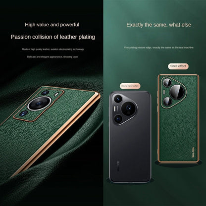 For Huawei Pura 70 SULADA TPU + Litchi Texture Leather Phone Case(Blue)
