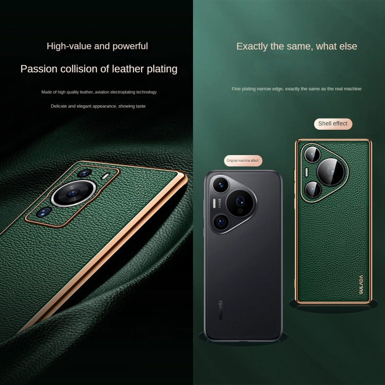 For Huawei Pura 70 SULADA TPU + Litchi Texture Leather Phone Case(Black)