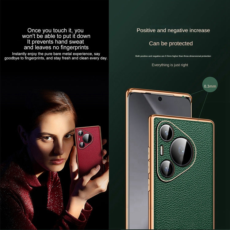 For Huawei Pura 70 Pro SULADA TPU + Litchi Texture Leather Phone Case(Green)