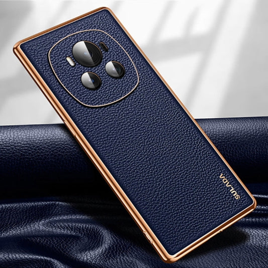 Pour Honor Magic6 SULADA TPU + Étui de téléphone en cuir texturé Litchi (Bleu)