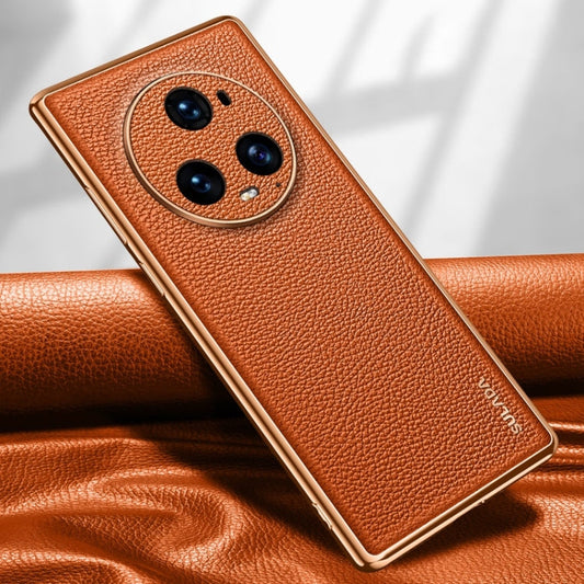 Pour Honor Magic5 Pro Coque de Téléphone en TPU SULADA + Cuir Texture Litchi (Orange)