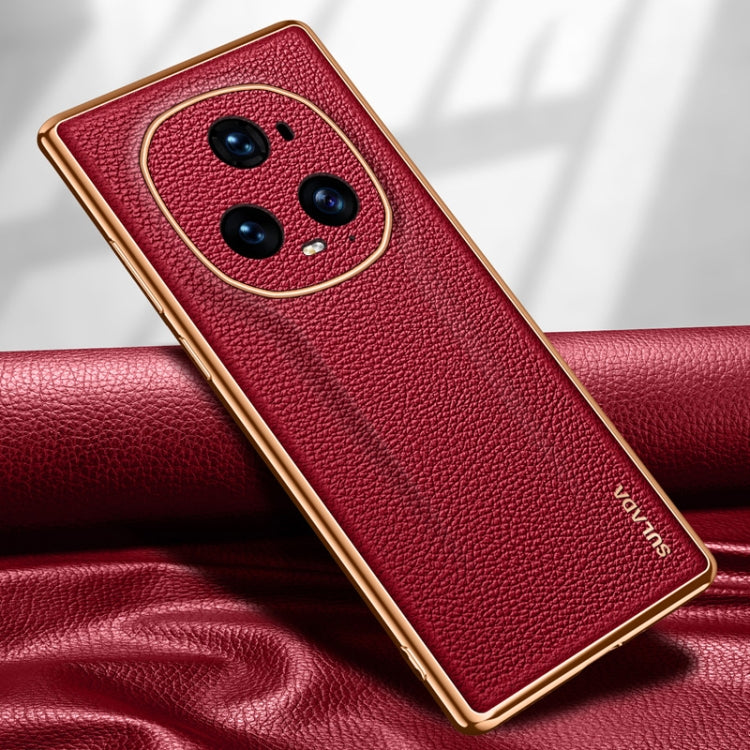 For Honor Magic5 Ultimate SULADA TPU + Litchi Texture Leather Phone Case(Red)