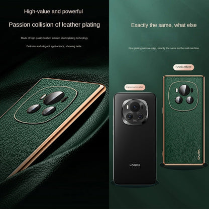 For Honor Magic5 Ultimate SULADA TPU + Litchi Texture Leather Phone Case(Brown)