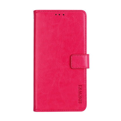 Pour Samsung Galaxy Note 20 5G Étui en Cuir à Rabat Horizontal Texture Crazy Horse de marque Idewei avec Support et Fentes pour Cartes et Portefeuille (Rose Rouge)
