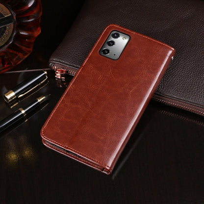 Pour Samsung Galaxy Note 20 5G Étui en Cuir à Rabat Horizontal Texture Crazy Horse de marque Idewei avec Support et Fentes pour Cartes et Portefeuille (Rose Rouge)