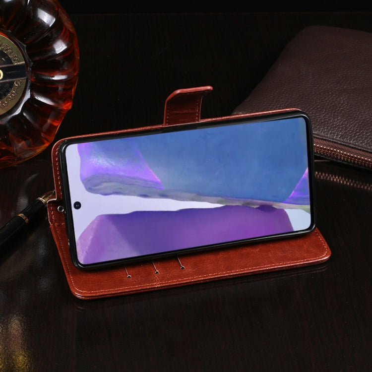 Pour Samsung Galaxy Note 20 5G Étui en Cuir à Rabat Horizontal Texture Crazy Horse de marque Idewei avec Support et Fentes pour Cartes et Portefeuille (Rose Rouge)