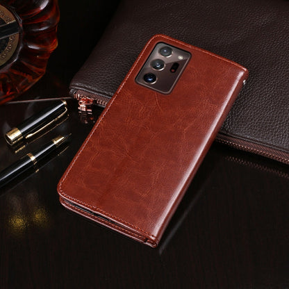 For Samsung Galaxy Note 20 Ultra idewei Crazy Horse Texture Horizontal Flip Leather Case with Holder & Card Slots & Wallet(Sky Blue)