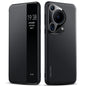 For Huawei Pura 70 Ultra SULADA Kevlar 600D Texture Smart Window Leather Phone Case(Black)