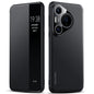 For Huawei Pura 70 SULADA Kevlar 600D Texture Smart Window Leather Phone Case(Black)