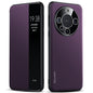 Pour Huawei Mate 60 Pro Étui de téléphone en cuir SULADA Kevlar 600D texture avec fenêtre intelligente (violet)