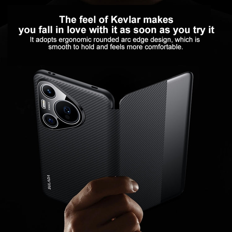 For Huawei Pura 70 SULADA Kevlar 600D Texture Smart Window Leather Phone Case(Brown)