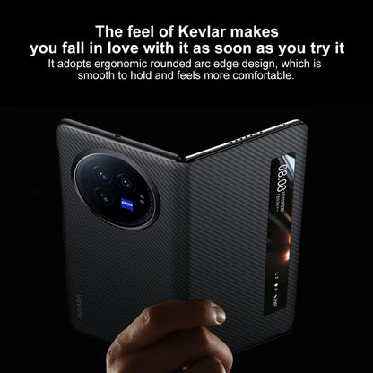 For vivo X Fold3 SULADA Kevlar 600D Texture Smart Window Leather Phone Case(Black)