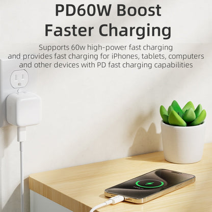 ROCK P8 Prime Series 1m USB-C / Type-C Fast Charging Data Cable, Interface:PD60W USB-C / Type-C(White)