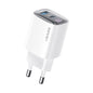 USAMS CC229 30W USB+USB-C / Type-C Dual Port GaN Digital Display Charger, Specifications: EU Plug(White)
