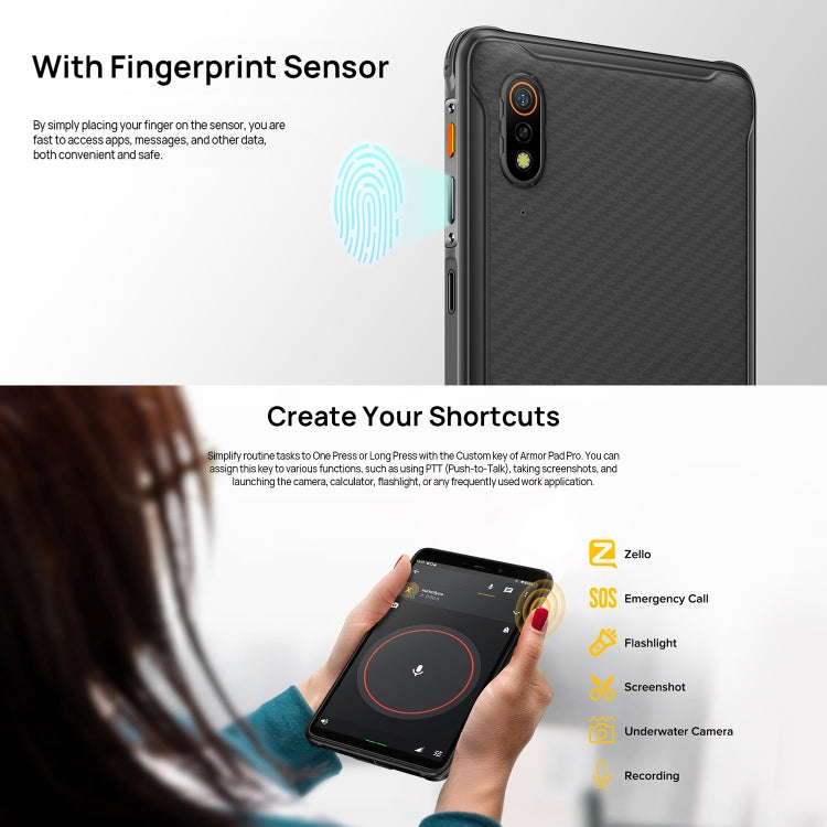 [HK Warehouse] Ulefone Armor Pad Pro Rugged Tablet PC, 8GB+128GB, 8 inch Android 13 MediaTek MT8788 Octa Core 4G Network, EU Plug(Black)