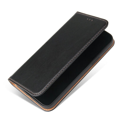 For iPhone 12 mini Fierre Shann PU Genuine Leather Texture Horizontal Flip Leather Case with Holder & Card Slots & Wallet(Black)