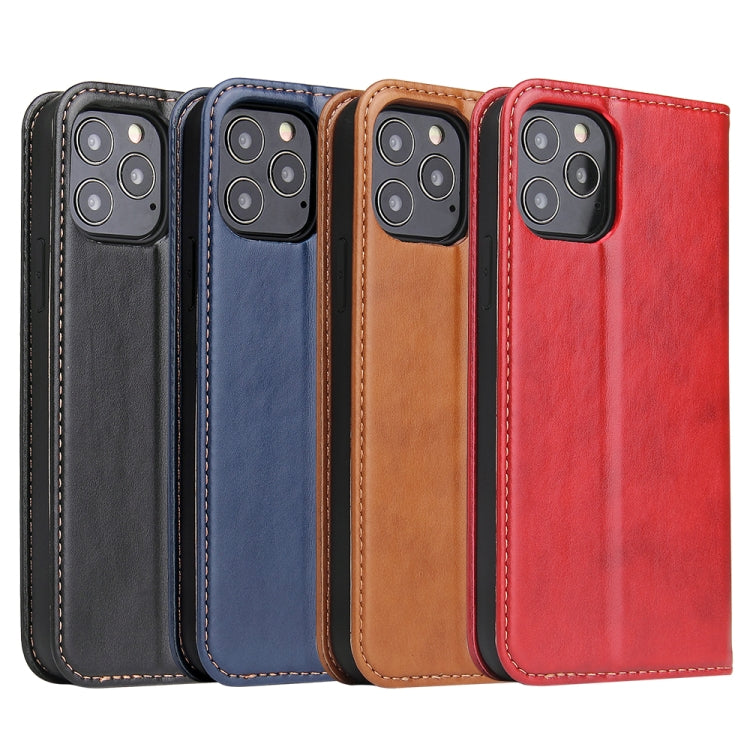 For iPhone 12 mini Fierre Shann PU Genuine Leather Texture Horizontal Flip Leather Case with Holder & Card Slots & Wallet(Black)