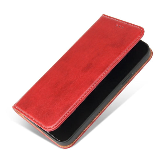 Pour iPhone 12 mini Fierre Shann en cuir PU véritable texture étui à rabat horizontal en cuir avec support et fentes pour cartes et portefeuille (rouge)