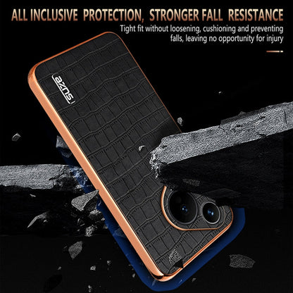 For Huawei Pura 70 AZNS Electroplated Frame Crocodile Texture Full Coverage Phone Case(Black)