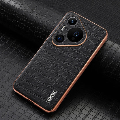 For Huawei Pura 70 Pro / 70 Pro+ AZNS Electroplated Frame Crocodile Texture Full Coverage Phone Case(Black)