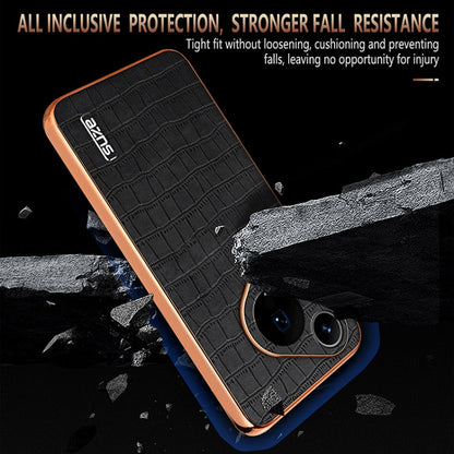 For Huawei Pura 70 Pro / 70 Pro+ AZNS Electroplated Frame Crocodile Texture Full Coverage Phone Case(Black)